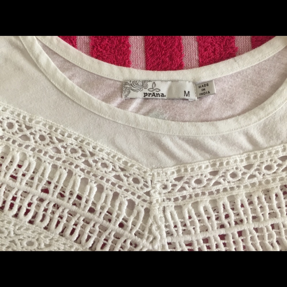 Prana Sleeveless White Crocheted Cotton Top Medium - Picture 5 of 6